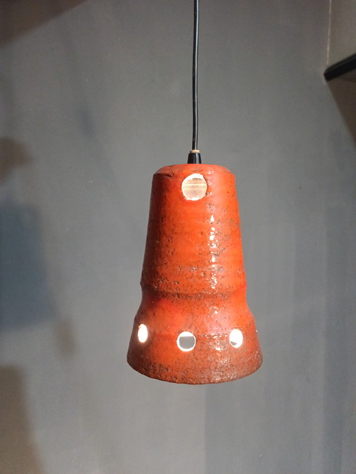Keramiek oranje vintage jaren 70 lampen 5 stuks