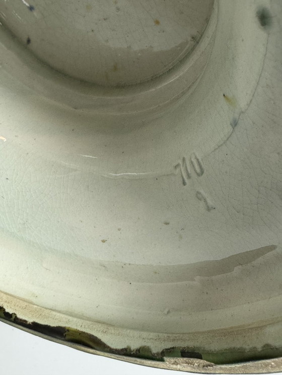 Image 1 of Beautiful Big Art Nouveau Majolica Jardiniere in High Gloss Green Tones