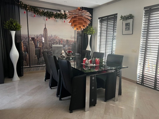 Image 1 of 6 sedie da pranzo FraMaTi Design in pelle Semira nera NUOVE CONDIZIONI