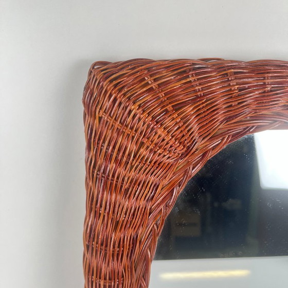 Image 1 of Petit Miroir en osier tressé, 1960