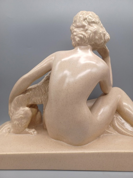 Image 1 of Statue sculpture en céramique beige signée par Charles Lemanceau 
