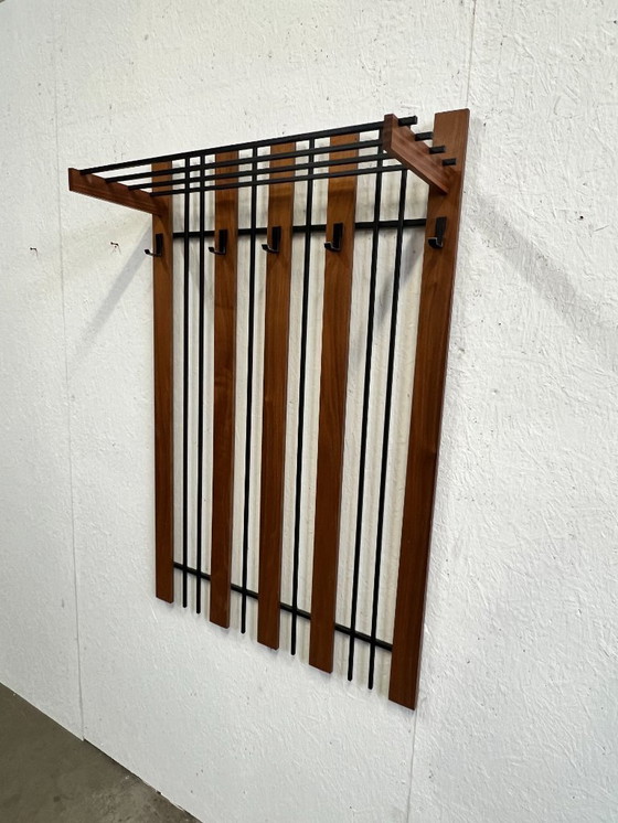 Image 1 of Vintage Wand Kapstok, Teak En Metaal, Duitsland 1960/1970's