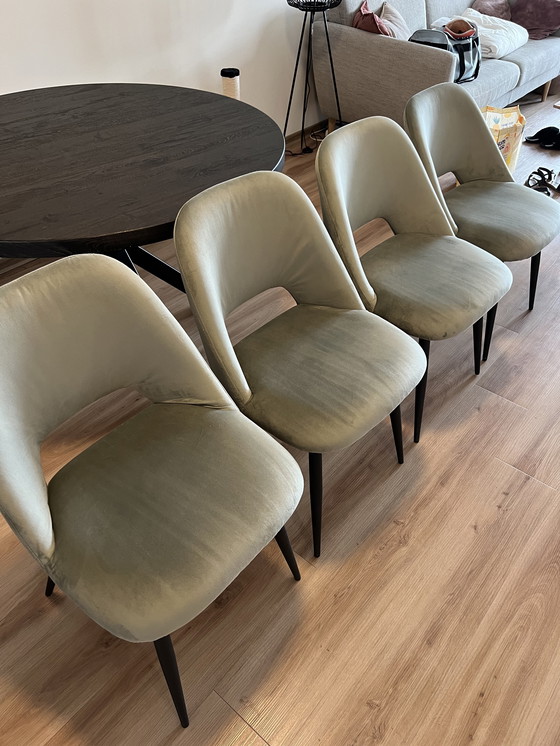 Image 1 of Chaises en velours bleu-gris (4)