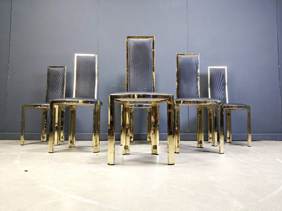 Image 1 of Vintage french brass dining chairs, 1970s 