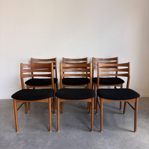 Set of 6 vintage Danish chairs teak - beech