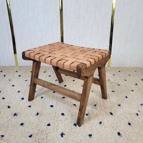 Tabouret marocain en bois fait main, – Bancs (photo 5 of 6)
