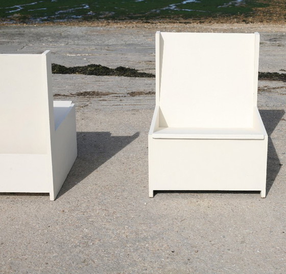 Set di 3 Poltrone brutaliste, legno dipinto, anni '60 (photo 8 of 28)