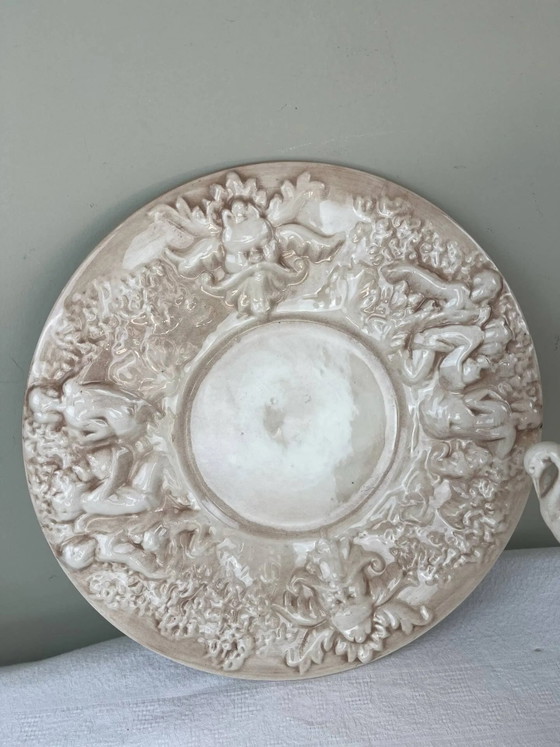 Conjunto Capodimonte – Cuenco sobre pedestal y plato decorativo – Porcelain, Ceramic (photo 5 of 14)