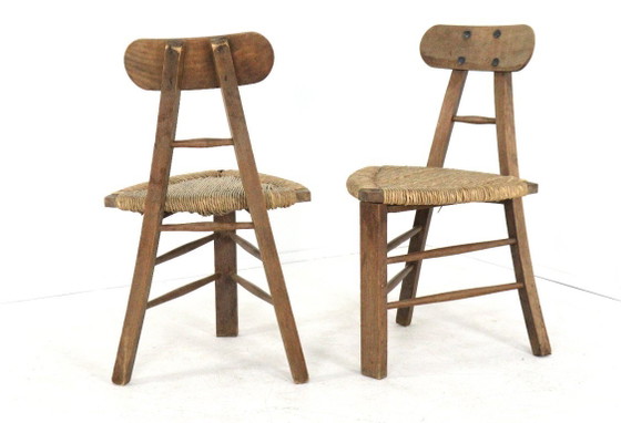 Image 1 of Set of 2 brutalist tripod vintage chairs