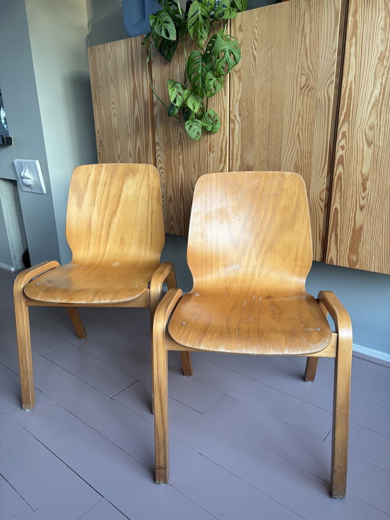 Image 1 of Ensemble de 4 chaises de salle à manger vintage en contreplaqué