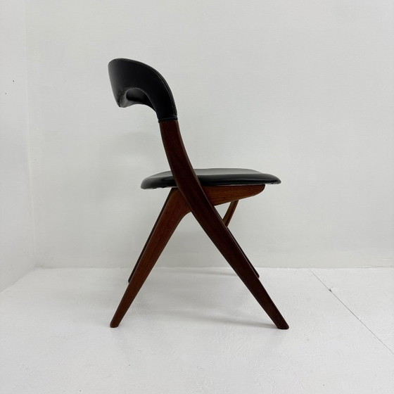 Sedia da pranzo vintage di Louis van Teeffelen, anni '60, Sedie da pranzo, Legno, Pelle, Marrone (foto 11 di 14)