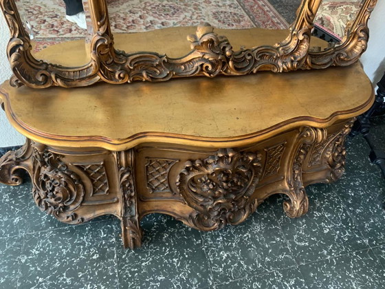 Monumental gilded Rococo style Mirror with chest – Wood (photo 5 of 11)