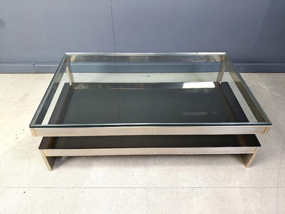 Image 1 of Table basse vintage à deux niveaux en belgochrome 23kt, 1970