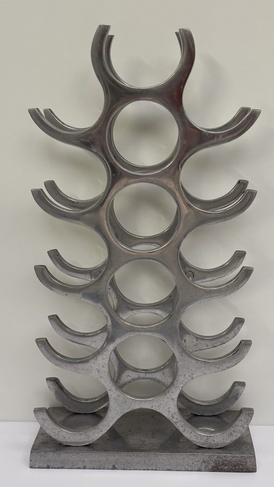 Image 1 of Casier à vin en aluminium argenté, design Michael Noll, pour 15 bouteilles de vin