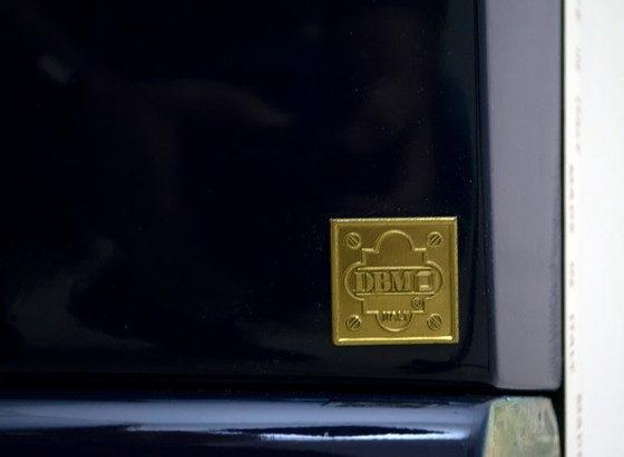 Image 1 of Postmodern Blue Lacquer and Black Marble Sideboard by DBM, Italy, 1980s