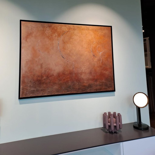 Hand-painted abstract minimalist painting bronze 100x140 cm