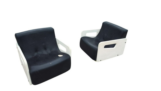 Image 1 of Vintage Space Age “Tortuga” Armchairs by Beka Italia – 1970s – Restoration Project + Luxury Velvet Fabric Included
