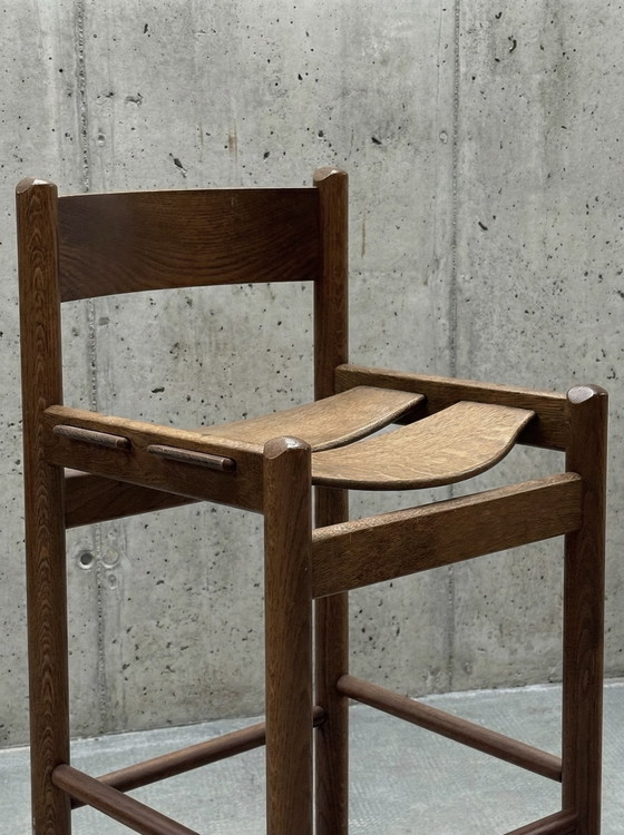 Image 1 of 2x SGABELLI DA BAR IN LEGNO DI ROVERE IN STILE CASSINA MAGISTRETTI