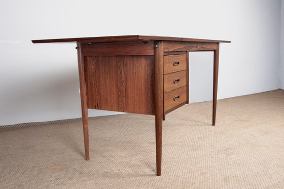 Image 1 of Scrivania allungabile danese in palissandro e ottone, modello OS 51, disegnata da Arne Vodder per Sibast nel 1960.