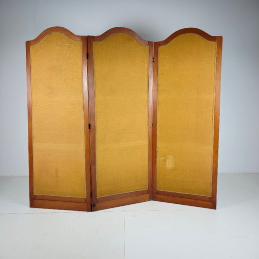 Paravent Art nouveau à motifs floraux brodés, vers 1900