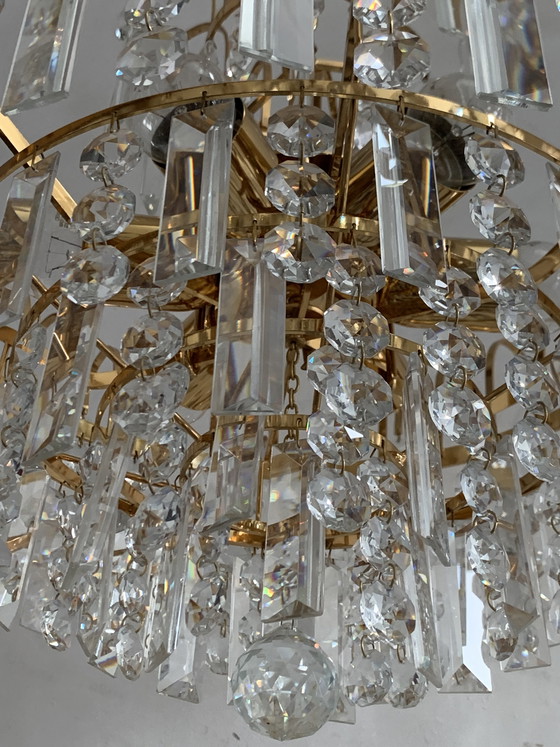 Image 1 of Original Vintage Massive Crystal Chandelier – 1970s Waterfall