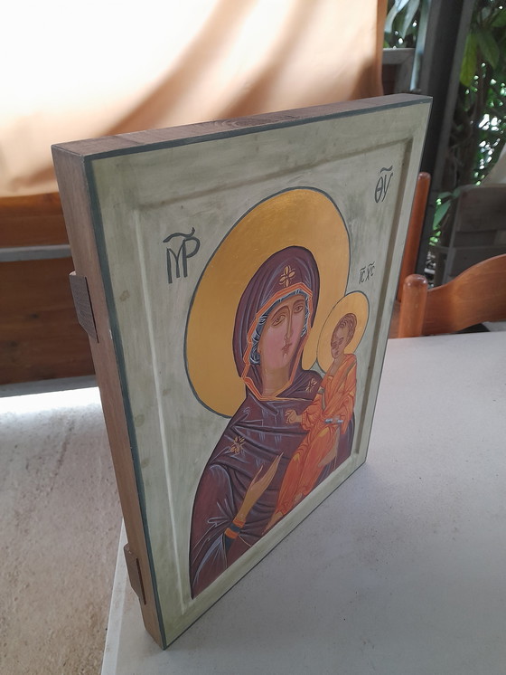 Image 1 of Icône peinte à la main de la Mère de Dieu Hodegetria
