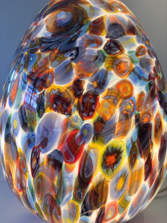 Image 1 of Lampada da tavolo in stile contemporaneo in vetro di Murano veneziano multicolore con murrine Millefiori