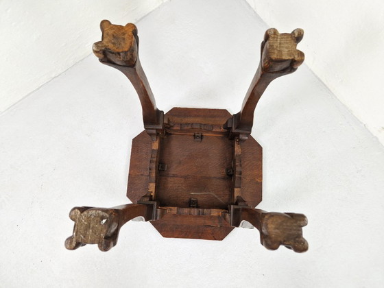 Image 1 of Antique Clawfoot Side Table in Oak