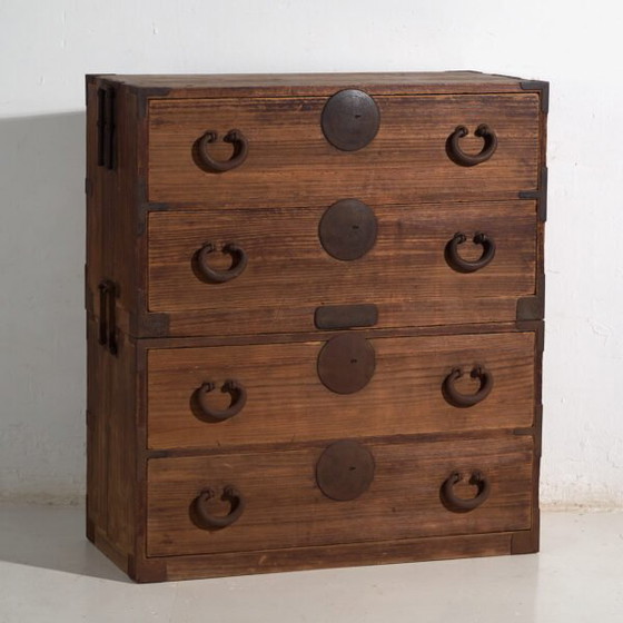 Antique Japanese Tansu Chest of Drawers - Meiji / Taishō Period (c. ) #81 – Iron (photo 5 of 40)