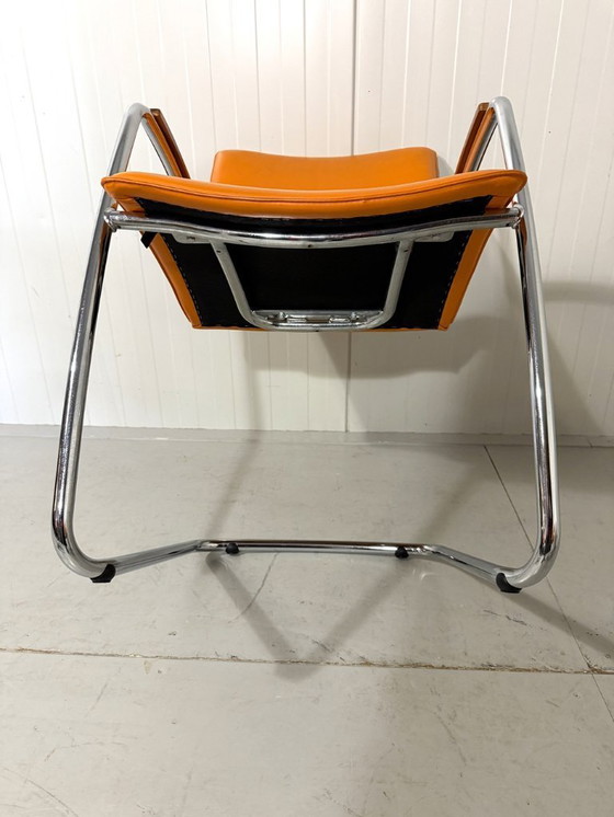 Image 1 of 4 x Leolux Freyr Stühle in orangefarbenem Leder