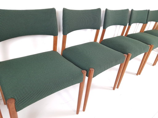6 vintage Deense stoelen nieuw gestoffeerd groene Grape 