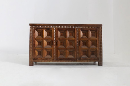 Vintage Spanish Brutalist Sideboard Dresser