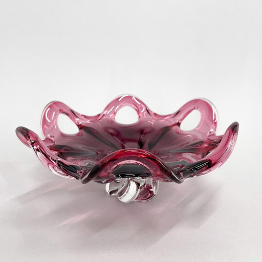 Czech vintage Art glass bowl by Josef Hospodka for Chribska Glassworks, 1960s