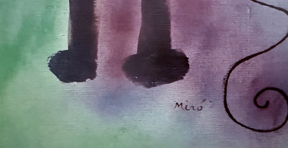 Image 1 of Joan Miró: "L'Oiseau au Regard Calme les Ailes en Flammes, 1952". In der Platte signiert.