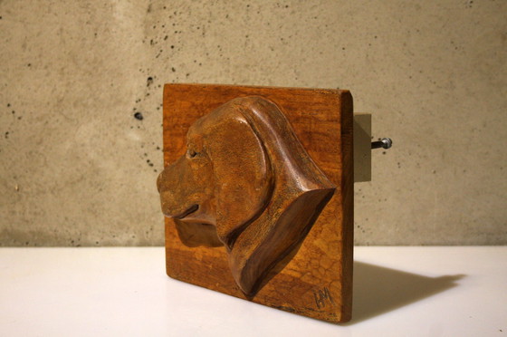 Image 1 of Labrador - Wood Carving - Door Handle - Door Pusher - Front Door Fine Door Knob or Door Pusher With a Wood Carving of a Labrador