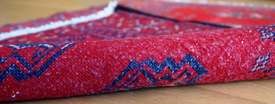 Image 1 of Vintage Turkmen Rug 1.9'x2.6' - 1970s Bright Red Tribal (1C204)