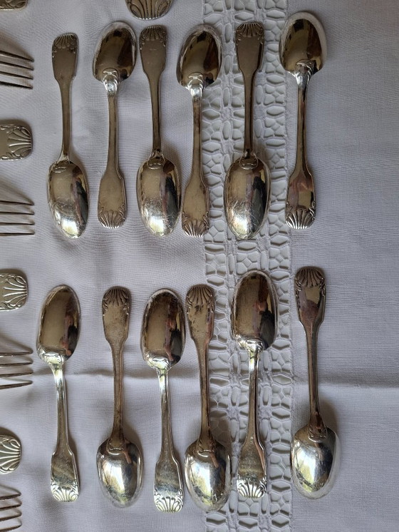 Image 1 of Juego de cubiertos plateados, modelo Coquille/Vendôme, 37 piezas