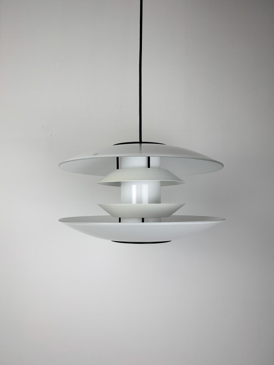 Image 1 of Halo Tech Design, Pendant Lamp, Danish Design, 1990s, Space Age, Vintage Lamp, Glass, Sputnik Design, UFO, Minimalism