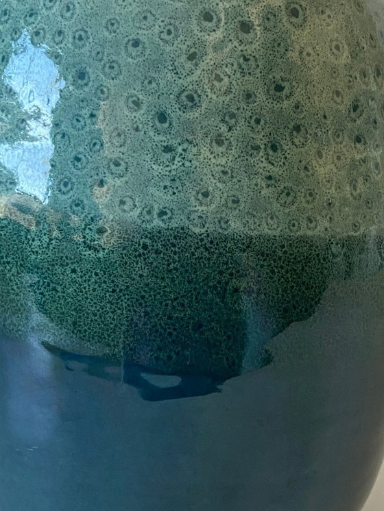 Image 1 of Ungewöhnliche Vase/Topf/Urne, glasierte Terrakotta, rot, signiert „DP“, Art France