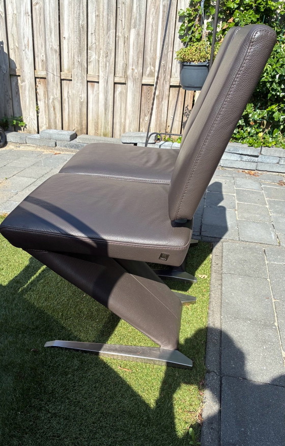 Two design dining chairs, Musterring, Leather, Chrome, Brown (photo 14 of 14)