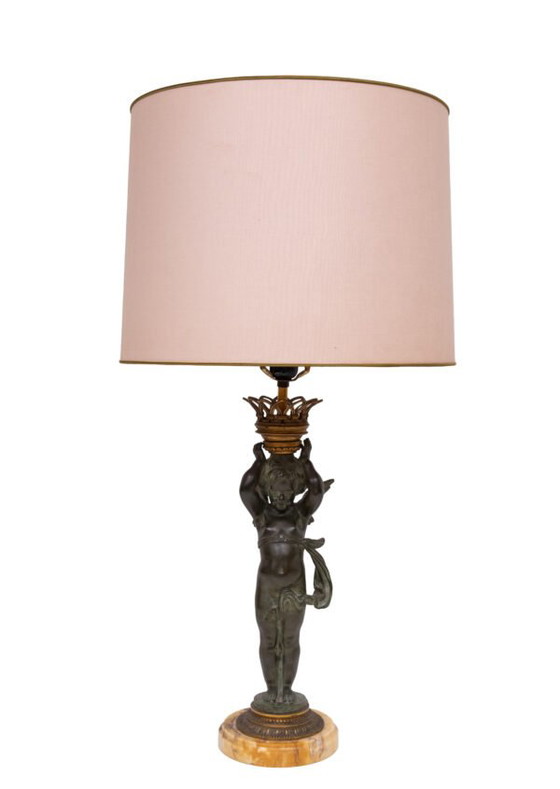 Stunning Empire Bronze Cherub Table lamp 1890s France – Marble (photo 2 of 19)
