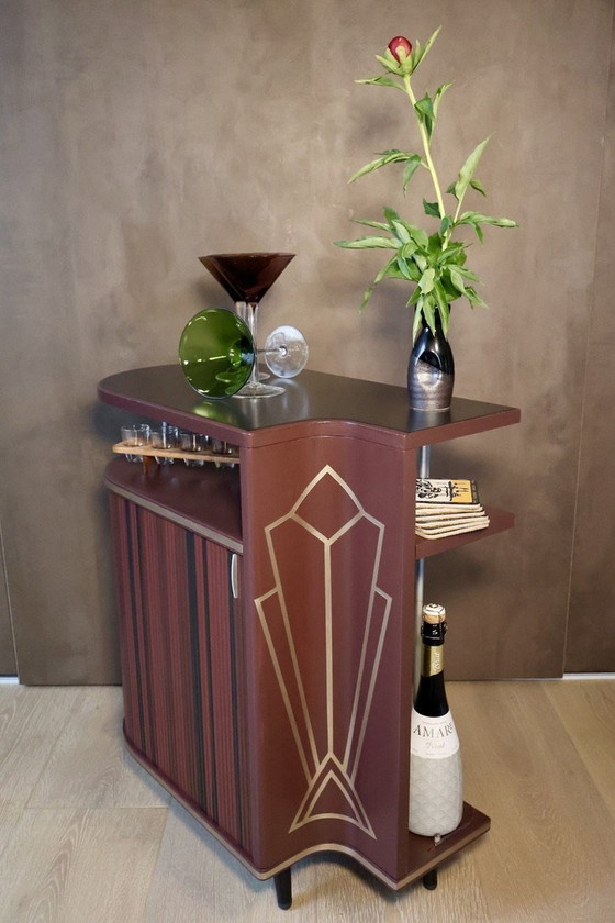 Image 1 of Mesilla de noche Auping Mueble bar torneado - El Art Decó se funde con la modernidad de mediados de siglo