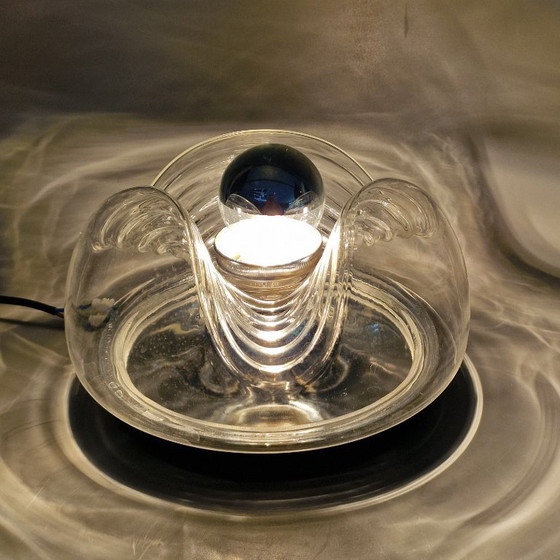 Image 1 of Plafonnier Vintage Space Age - Peill & Putzler "Wave" / "Futura" - 1970 Allemagne - Verre et Métal - Ø 22 cm. Rond.