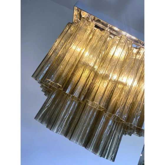 Image 1 of Contemporary Squared "Tronchi" in Venini Style Murano Glass Sputnik Flush Mount