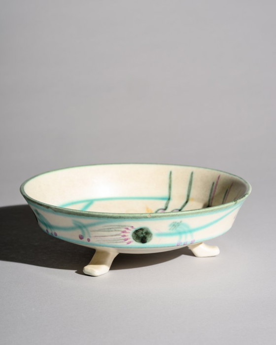 Image 1 of Margarete Heymann-Löbenstein Haël-Werkstätten Art Deco Ceramic Footed Bowl 1930s