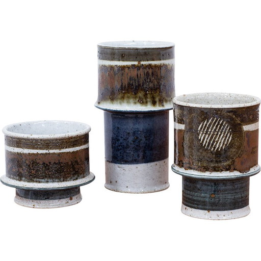 Ensemble de 3 vases en céramique vintage par Inger Persson pour Rörstrand, Suède 1960