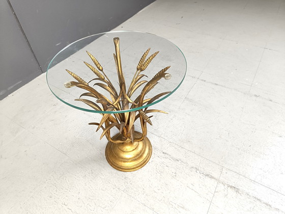 Image 1 of Vintage Gilt Metal Sheaf Of Wheat Side Table, 1960S  