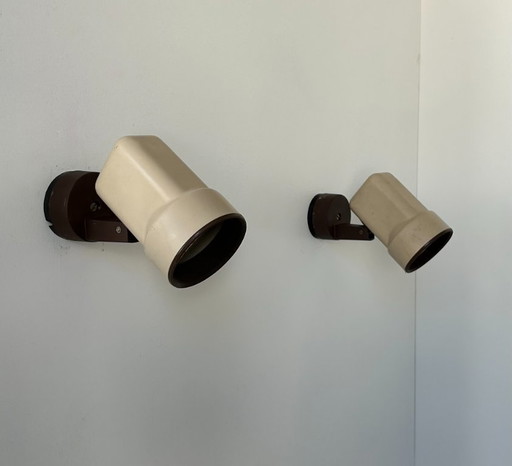 Paire d’appliques orientable, beige et marron, France 1970