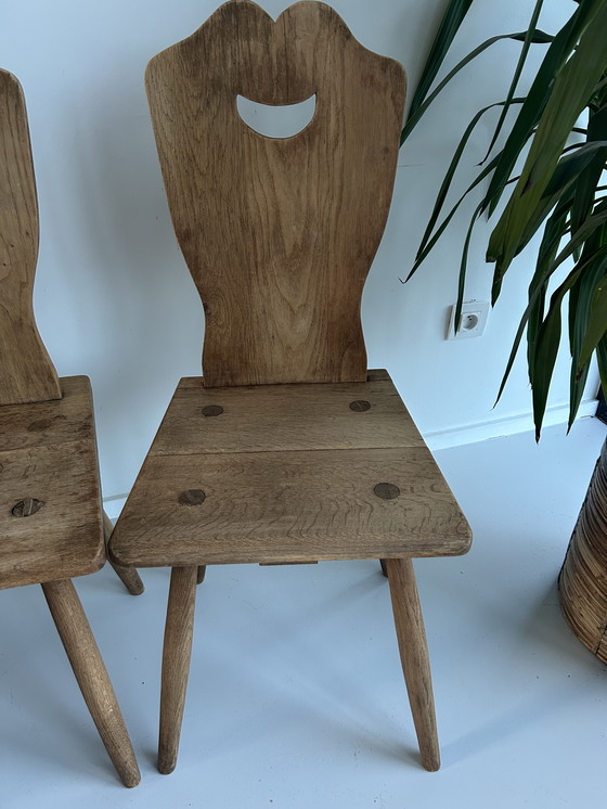 Image 1 of Set of four oak farm chairs