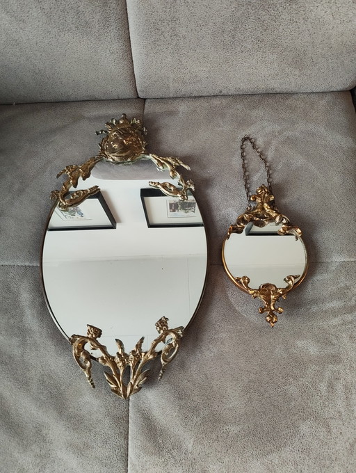 Ensemble unique de miroirs anciens en laiton – Style rococo et baroque